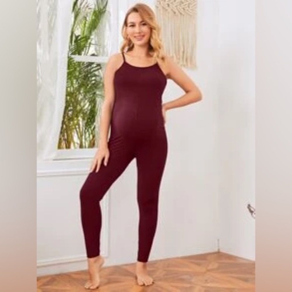 Ruby Red Maternity Jumpsuit